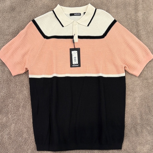 Milano Men's Polo in Pink, White, and Black - Picture 1 of 5
